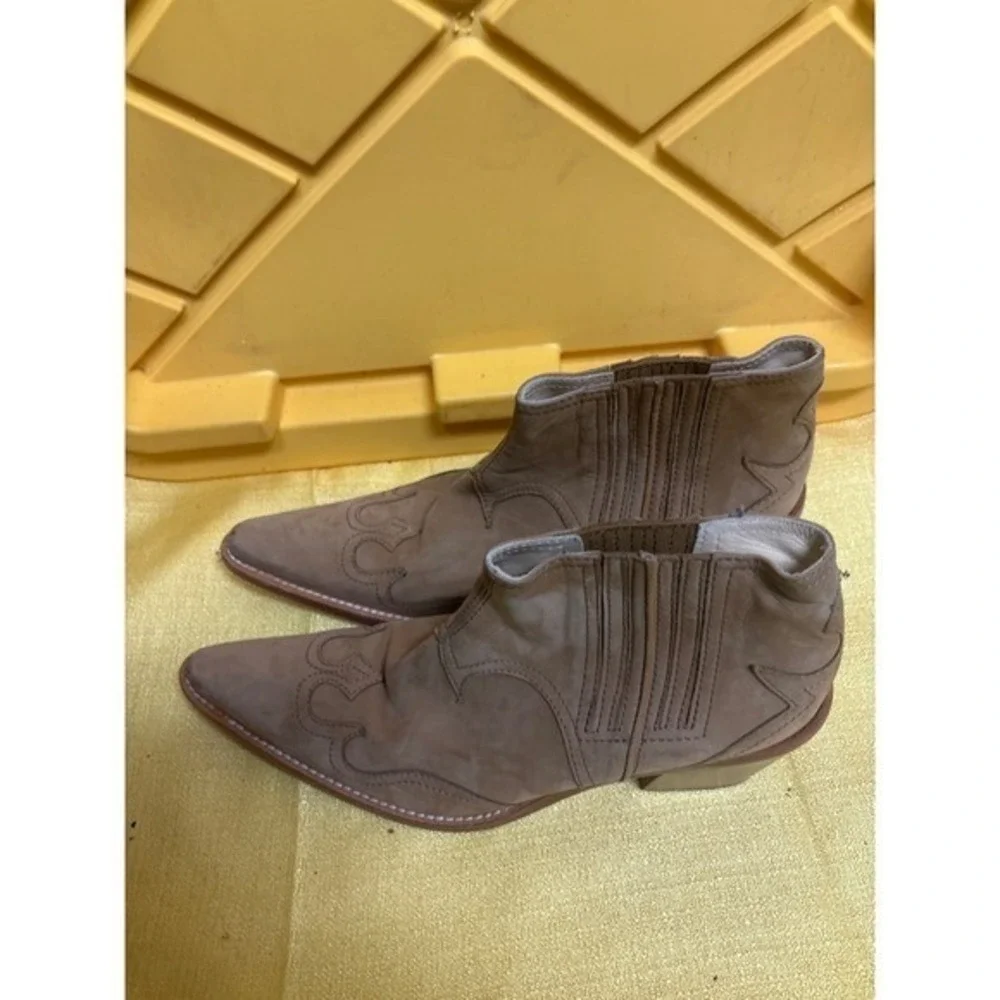 Teatro Abbigliamento Western Ankle Boot Womens Tan Leather Pointed Block Heel 38